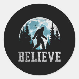 Sticker Rond Croire Drôle En Bigfoot Sasquatch Cadeaux Pères D