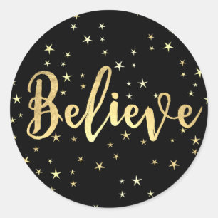 Sticker Rond Croire les étoiles d'or Noël