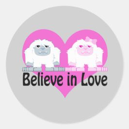 Sticker Rond Crois en l'Amour ! Cute Yetis