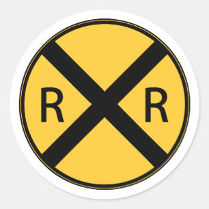 Sticker Rond Croisement de chemin de fer de panneau routier
