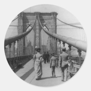Sticker Rond Croisement de pont de Brooklyn