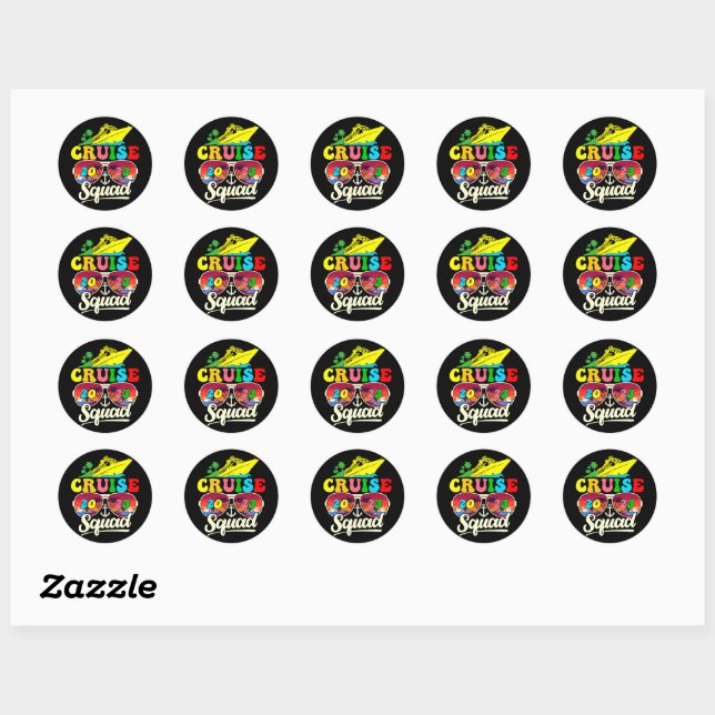Sticker Rond Croisière 2023 Famille de vacances Croisière (Feuille)