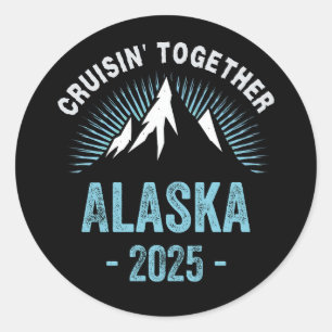 Sticker Rond Croisière Alaska 2025 Famille amis vacances Voyage