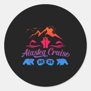 Sticker Rond Croisière Alaska 2025 Voyage vacances d'été en fam