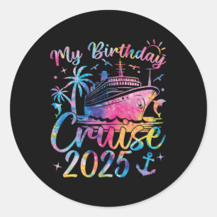 Sticker Rond Croisière d'anniversaire 2025 Vacances familiales