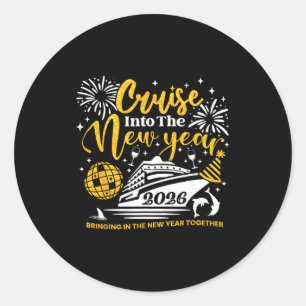 Sticker Rond Croisière dans la nouvelle année 2026 Bonne année 