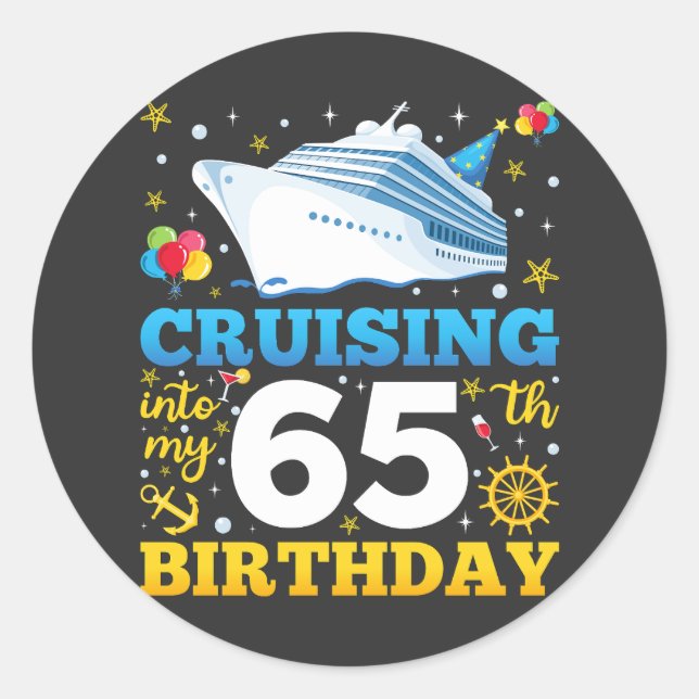 Sticker Rond Croisière Dans Mon 65 Anniversaire (Devant)