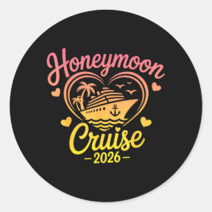 Sticker Rond Croisière de lune de miel 2026 Couples mariés Corr