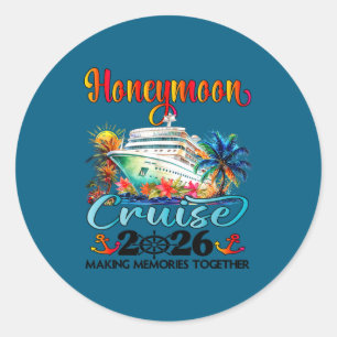 Sticker Rond Croisière de lune de miel 2026 Tout juste mariés