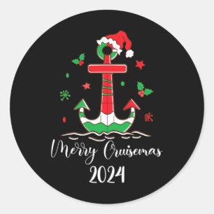 Sticker Rond Croisière de Noël en famille 2024 Merry Cruisemas