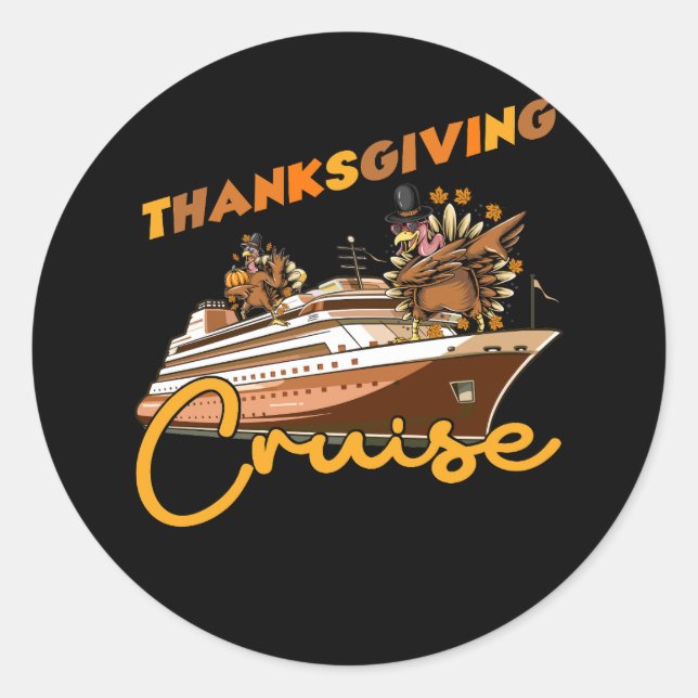 Sticker Rond Croisière de Thanksgiving Drôle Turquie Croisière  (Devant)