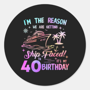 Sticker Rond Croisière des 40 ans du navire Fête d'anniversaire