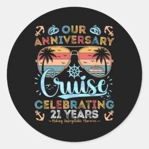 Sticker Rond Croisière du 21e anniversaire célébrant 21 ans de
