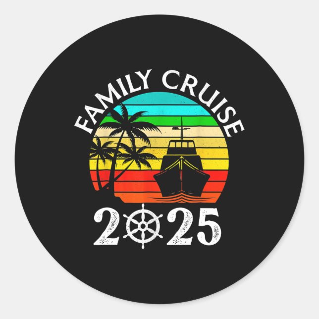 Sticker Rond Croisière en famille 2025 Voyage de croisière fami (Devant)