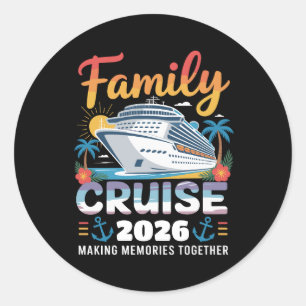 Sticker Rond Croisière en famille 2026 Voyage de vacances Famil