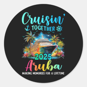 Sticker Rond Croisière en famille ensemble Aru 2025 Vacances