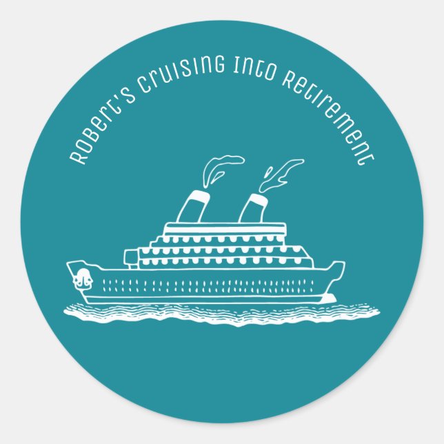 Sticker Rond Croisière En Navire De Retraite (Devant)