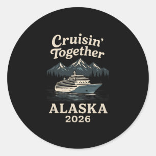 Sticker Rond Croisière ensemble Croisière en Alaska 2026 Vacanc
