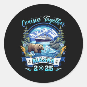 Sticker Rond Croisière Ensemble Famille Associée Amis Alaska Cr