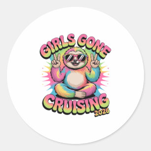 Sticker Rond Croisière Filles en Croisière 2026 Voyage en Crois
