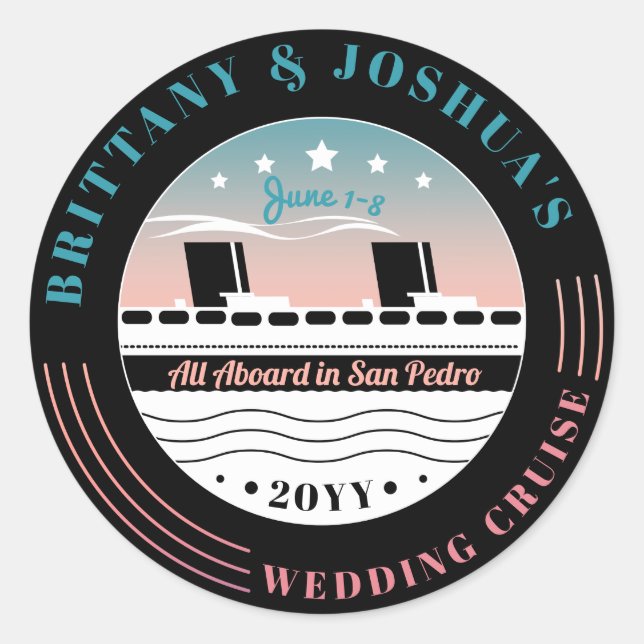 Sticker Rond Croisière Mariage personnalisée (Devant)