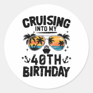 Sticker Rond Croisière pour mon 40e anniversaire Fête du couche