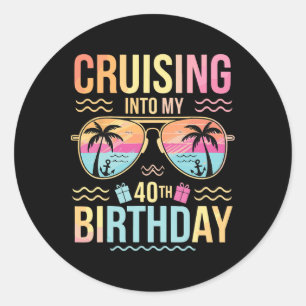 Sticker Rond Croisière pour mon 40e anniversaire Vacances tropi
