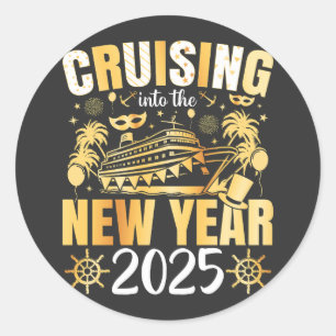 Sticker Rond Croisière sur la croisière du Nouvel An 2025