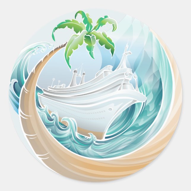Sticker Rond Croisière tropicale (Devant)