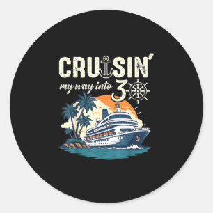 Sticker Rond Croisière vers 30 ans drôle 30e anniversaire crois