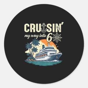 Sticker Rond Croisière vers 60 ans drôle 60e anniversaire crois