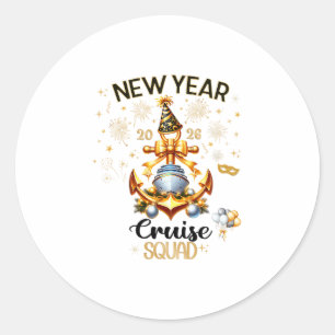 Sticker Rond Croisière Yacht Bateau Nye Soirée Nouvel An 2026
