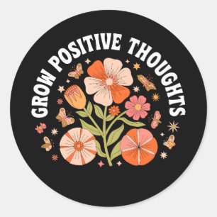 Sticker Rond Croissance des pensées positives - Inspirationnel 