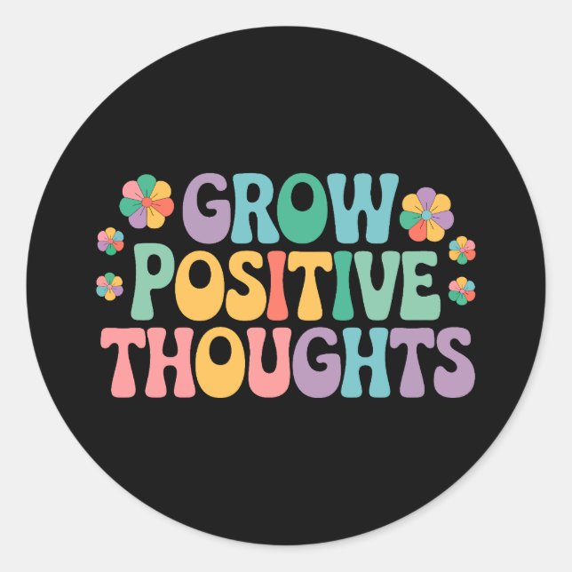 Sticker Rond Croissance des pensées positives - Motivation flor (Devant)
