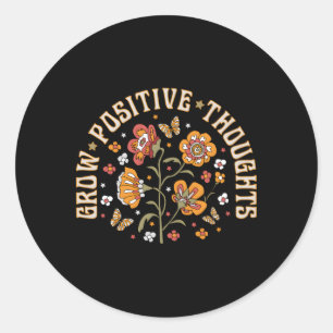 Sticker Rond Croissance Réflexions Positives Fleurs Inspiration