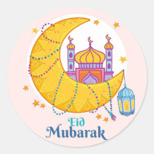 Sticker Rond Croissant coloré de l'Aïd Moubarak