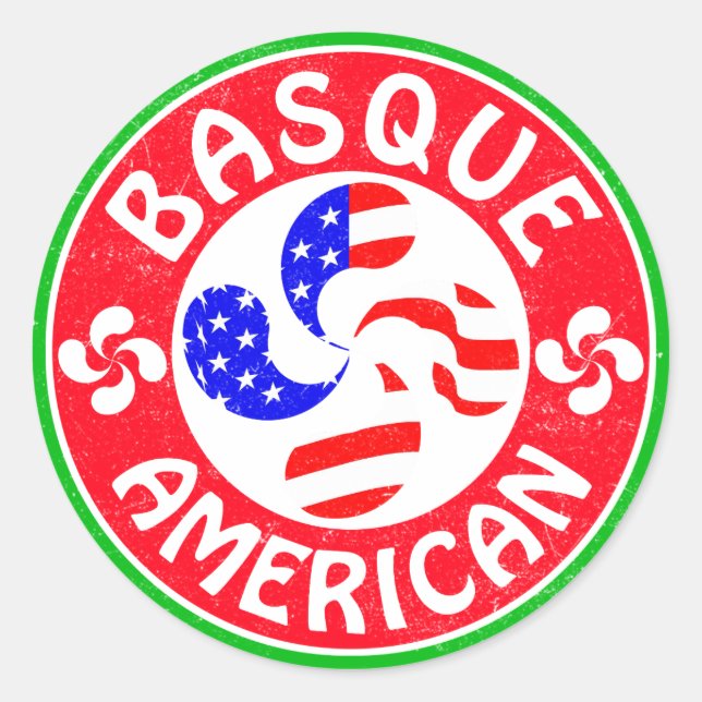 Sticker Rond Croix basque-américaine Euskara Lauburu (Devant)