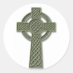 Sticker Rond Croix celtique - Pierre verte