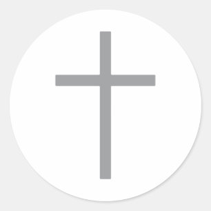 Sticker Rond Croix chrétienne Argent Round