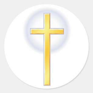 Sticker Rond Croix chrétienne en jaune