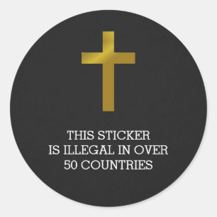 Sticker Rond Croix chrétienne - Illégale dans plus de 50 pays