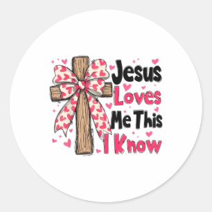 Sticker Rond Croix chrétienne Jésus M'aime Ceci Je Connais Vale