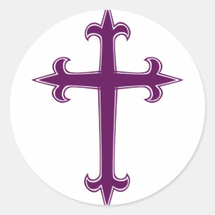 Sticker Rond Croix chrétienne violette