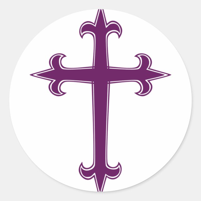 Sticker Rond Croix chrétienne violette (Devant)