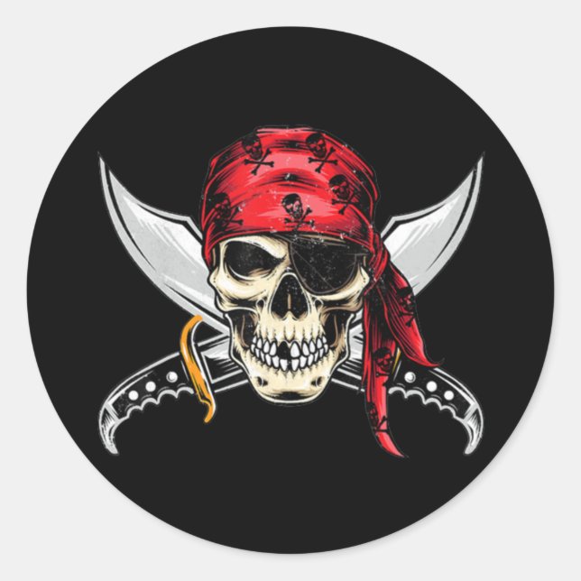 Sticker Rond croix de crâne pirate (Devant)