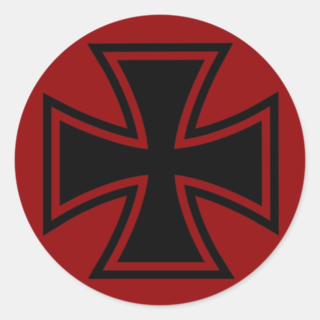 Sticker Rond Croix de fer rouge noir (Devant)