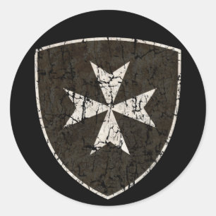 Sticker Rond Croix de Hospitaller de chevaliers, affligée