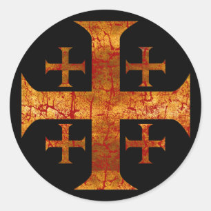 Sticker Rond Croix de Jérusalem, en détresse