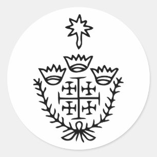 Sticker Rond Croix de Jérusalem tatouage de pèlerinage historiq