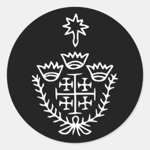 Sticker Rond Croix de Jérusalem tatouage de pèlerinage historiq
